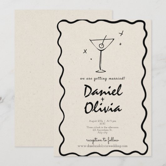 Cream Vintage Wedding Kaart (Voorkant / Achterkant)