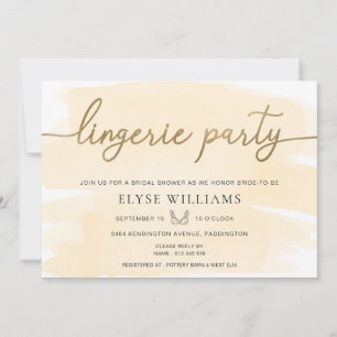 Cream Waterverf Gouden Lingerie Party Vrijgezellen Kaart
