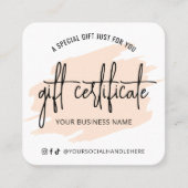 Cream Waterverf Modern Hair Salon Gift Kaart Vierkante Visitekaartje (Voorkant)