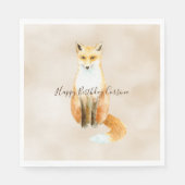 Cream Waterverf Oranje Fox Servet (Voorkant)