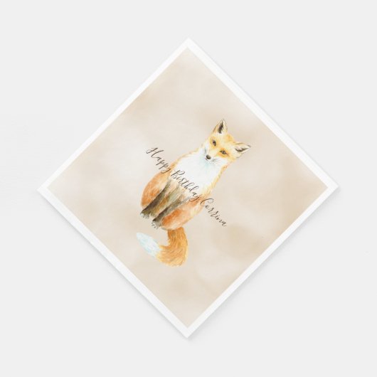 Cream Waterverf Oranje Fox Servet (Hoek)