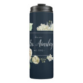 Cream Waterverf Roos | De nieuwe mevrouw | Bride G Thermosbeker (Voorkant)