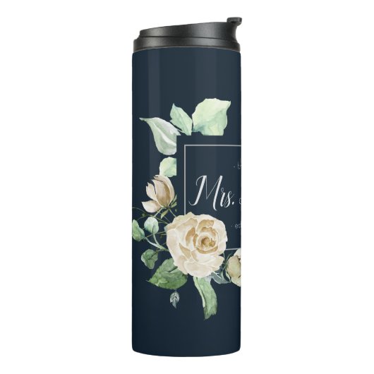 Cream Waterverf Roos | De nieuwe mevrouw | Bride G Thermosbeker (Gedraaid links)