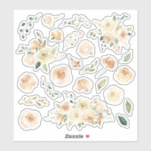 Cream Waterverf Rozen Bloemen Boeketten Blad Sticker (Vel)