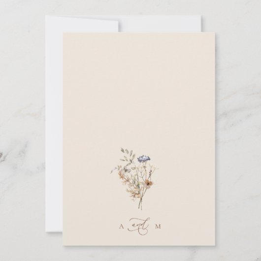 Cream Waterverf Wildbloemen Kalligrafie Bruiloft Save The Date (Achterkant)