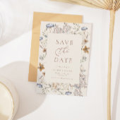 Cream Waterverf Wildbloemen Kalligrafie Bruiloft Save The Date