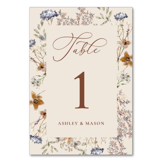 Cream Waterverf Wildflower Kalligrafie Kaart (Voorkant)