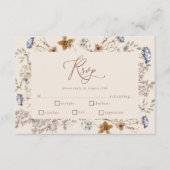 Cream Waterverf Wildflower Kalligrafie RSVP Informatiekaartje (Voorkant)