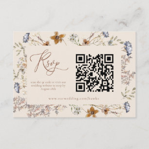 Cream Waterverf Wildflower Kalligrafie RSVP Informatiekaartje