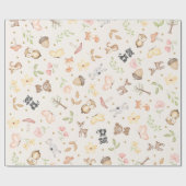 Cream Waterverf Woodland Animals Cadeaupapier (Vlak)