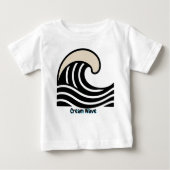 Cream Wave Crest on Black – Minimal Ocean Line Art (Voorkant)