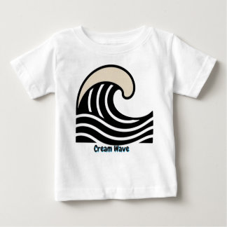 Cream Wave Crest on Black – Minimal Ocean Line Art