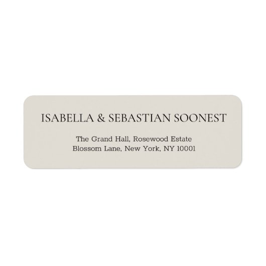 Cream Wedding Address Etiket (Voorkant)