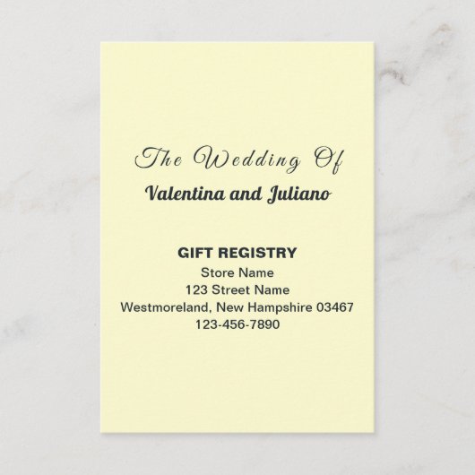 Cream Wedding Gift Registry Portrait Informatiekaartje (Voorkant)