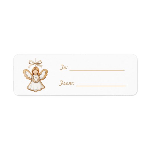 Cream White Angel Bow Christmas   Etiket (Voorkant)