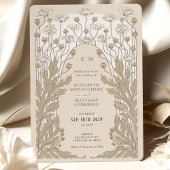 Cream White  Art Nouveau Bloemenbruiloft Kaart