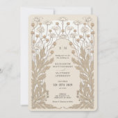 Cream White  Art Nouveau Bloemenbruiloft Kaart (Voorkant)
