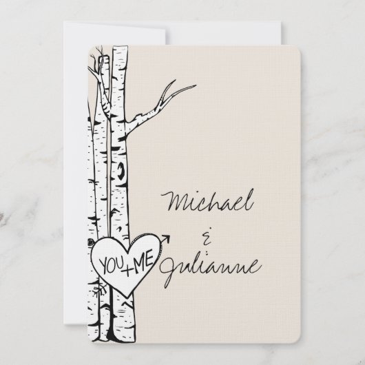 Cream White Birch Trees Wedding Kaart (Voorkant)