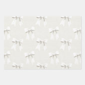 Cream White Bows Hearts Boho Bloemen Verjaardag Inpakpapier Vel (Voorkant 2)