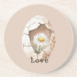 Cream White Daisy Floral Egg Zandsteen Onderzetter<br><div class="desc">Cream White Daisy Floral Egg</div>