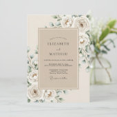 Cream White Ethereal Bloom Wedding Kaart (Staand voorkant)