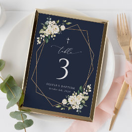 Cream White Flowers, Boho, Baptism Table Numbers Kaart