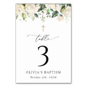 Cream White Flowers, Boho, Baptism Table Numbers Kaart (Achterkant)