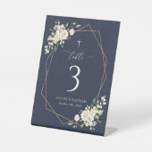 Cream White Flowers, Boho, Baptism Table Numbers Reclamebord Met Voetstuk (Voorkant)