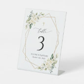 Cream White Flowers, Boho, Baptism Table Numbers Reclamebord Met Voetstuk (Voorkant)
