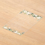 Cream White Flowers, Boho, First Holy Communion Acryl Uitnodigingen (Laagn)