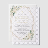 Cream White Flowers, Boho, First Holy Communion Vellum Uitnodigingen (Offset (Uitnodiging))