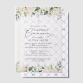Cream White Flowers, Boho, First Holy Communion Vellum Uitnodigingen (Offset (Uitnodiging))
