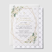 Cream White Flowers, Boho, First Holy Communion Vellum Uitnodigingen (Offset (Uitnodiging))