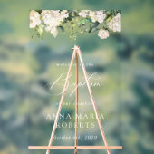 Cream White Flowers, Boho, Floral Baptism Welcome Acryl Bord (Neutraal)