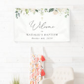 Cream White Flowers, Boho, Floral Baptism Welcome Spandoek (Insitu)