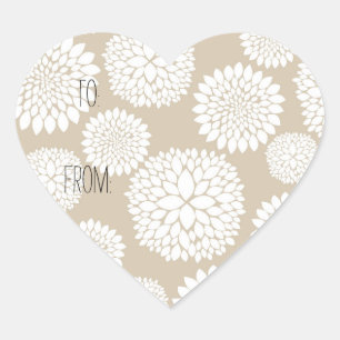Cream White Flowers Cadeau Label