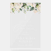 Cream White Flowers, First Holy Communion Welcome Acryl Bord (Voorkant)