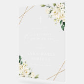 Cream White Flowers, First Holy Communion Welcome Acryl Bord (Hoek)
