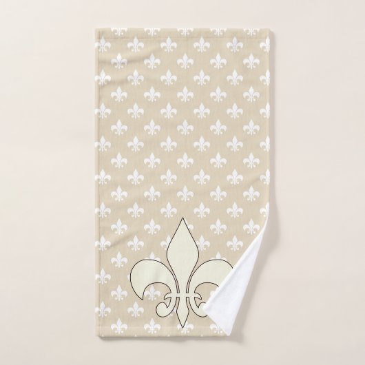 Cream & White French Fleur de Lis Bad Handdoek (Handdoek)