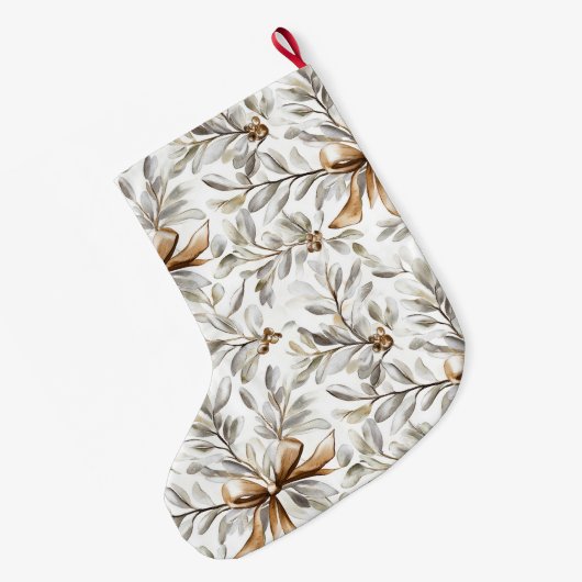 Cream White Gingerbread Bows   Grote Kerstsok (Achterkant (Hangend))