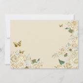 Cream White Gold Roos Floral Butterfly Quinceanera Kaart (Achterkant)