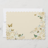 Cream White Gold Roos Floral Butterfly Quinceanera Kaart (Achterkant)