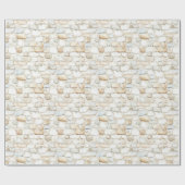 Cream White Grey Faux Stones Birthday Cadeaupapier (Vlak)