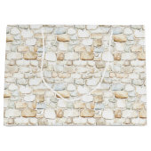 Cream White Grey Faux Stones Birthday Groot Cadeauzakje (Voorkant)