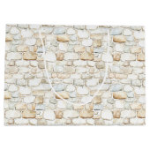 Cream White Grey Faux Stones Birthday Groot Cadeauzakje (Achterkant)
