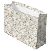 Cream White Grey Faux Stones Birthday Groot Cadeauzakje (Achterkant Gekanteld)