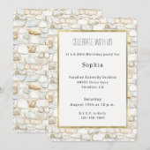 Cream White Grey Faux Stones Birthday Kaart (Voorkant / Achterkant)