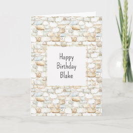 Cream White Grey Faux Stones Birthday Kaart
