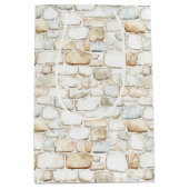Cream White Grey Faux Stones Birthday Medium Cadeauzakje (Voorkant)