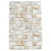 Cream White Grey Faux Stones Birthday Medium Cadeauzakje (Achterkant)